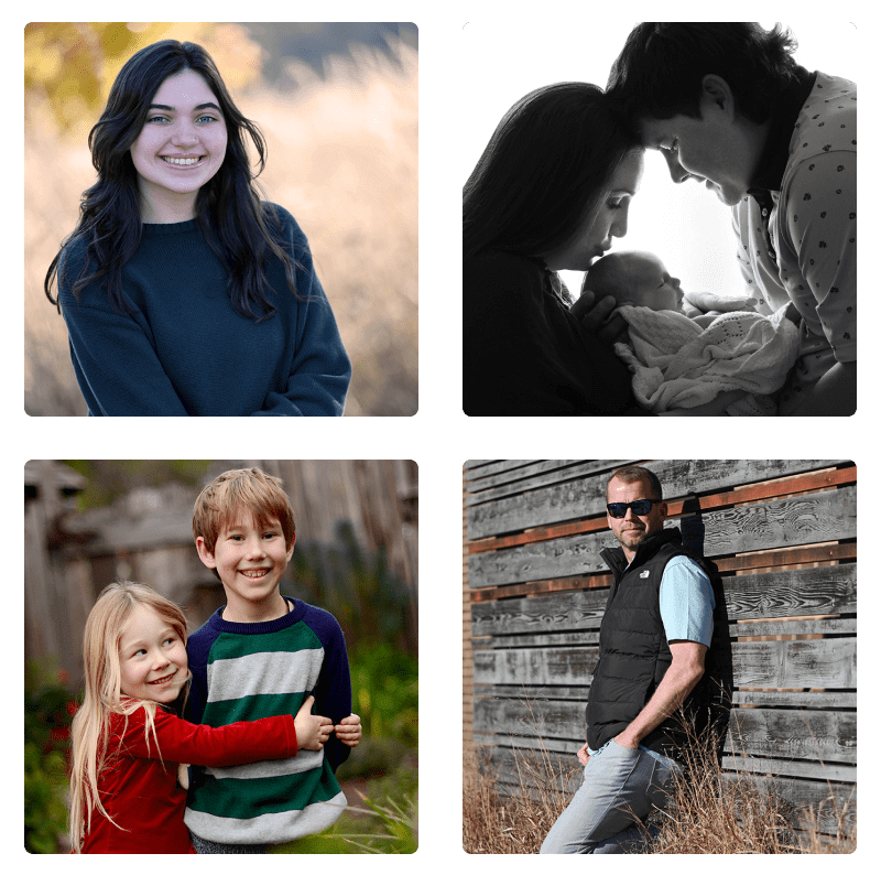 2x2 grid of headshot photography examples