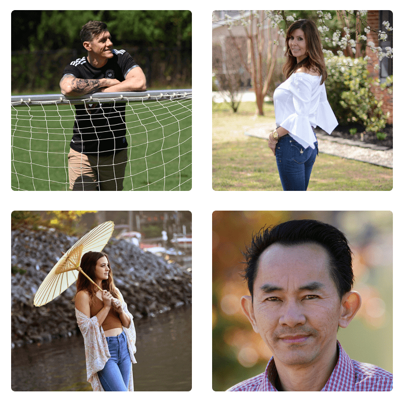 2x2 grid of headshot photography examples